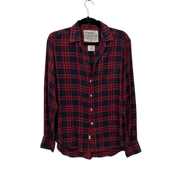 Frank & Eileen Eileen Button-Up Shirt Red And Blue Plaid Flannel Modal Size XS - Picture 5 of 15